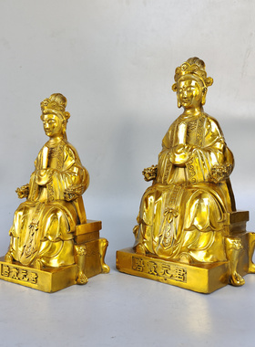 碧霞元君泰山奶奶铜像黄铜摆件