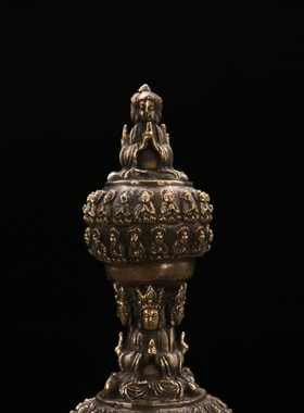 黄铜家居千佛塔舍利子藏器摆件