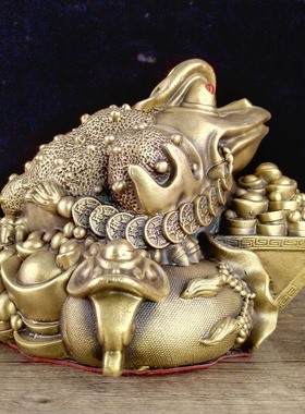 黄铜招财聚财门厅铜金蟾三足蟾蜍