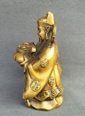 聚宝盆文财神财神爷铜像摆件招财