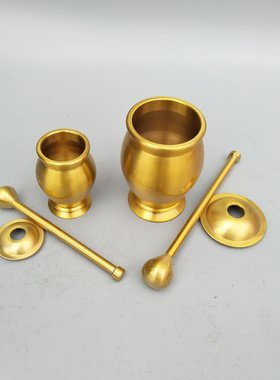 铜捣药罐研磨器黄铜中式药店用品