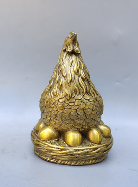 铜下蛋母鸡摆件招财聚财家居门厅