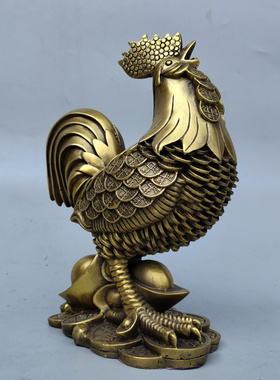 黄铜招财中式客厅元宝鸡招财摆件