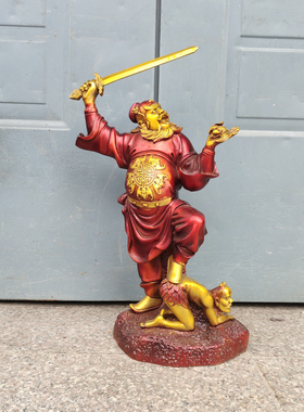 中式客厅钟馗压小人铜像摆件大号