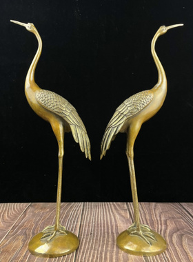 仙鹤一对铜龟黄铜纳福客厅摆件