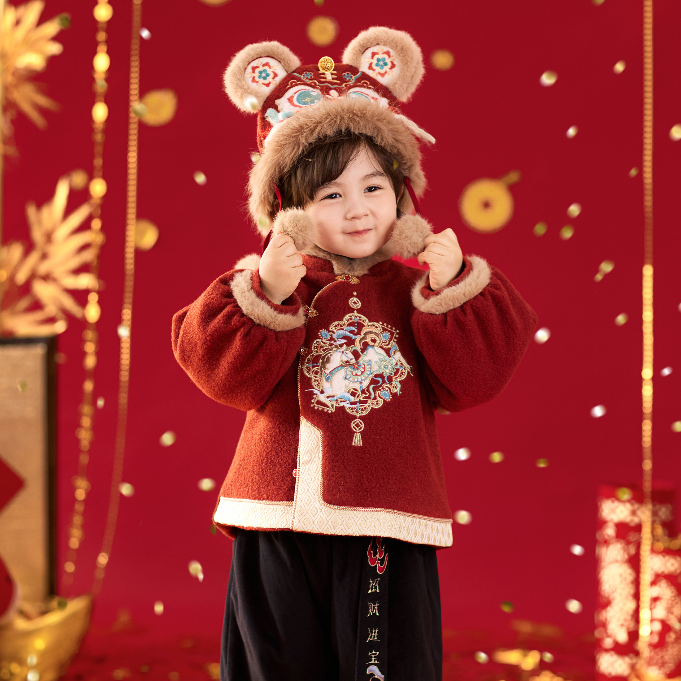 男童拜年服新中式马年汉服儿童国风喜庆过年衣服演出服套装唐装冬,淘宝优惠券,粉丝福利购,淘宝优惠卷