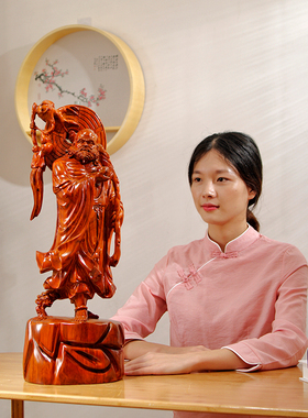 实木中式家居客厅装饰品雕刻工艺品人物摆件佛像达摩祖师玄关摆设