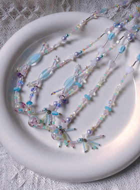 夏日烟花祭 梦幻彩色串珠烟花项链一条 长度44加5延长链左右