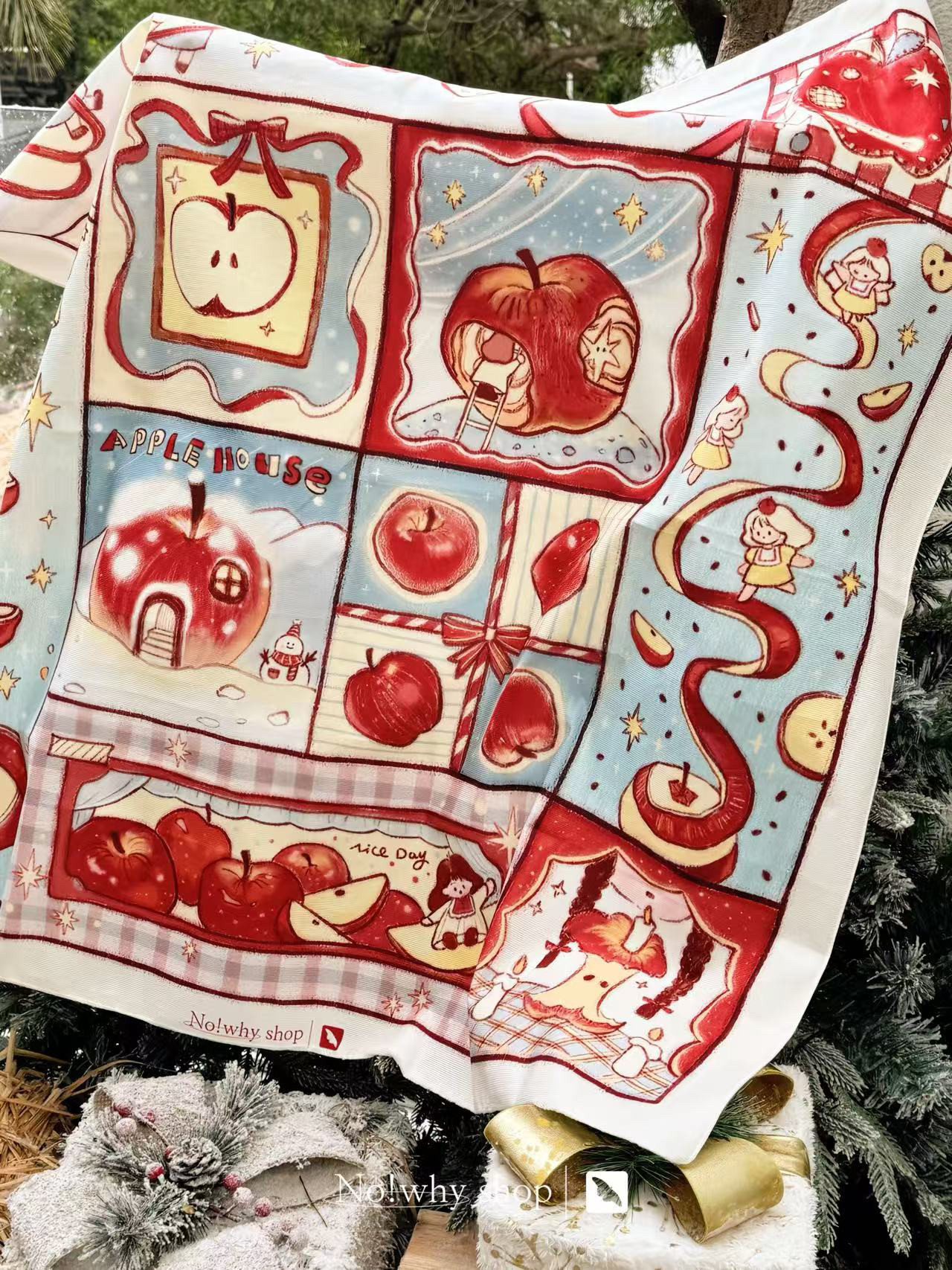 No!why shop·歪店×毛毛绿"苹果的想象"原创挂布背景布圣诞壁饰,淘宝优惠券,粉丝福利购,淘宝优惠卷