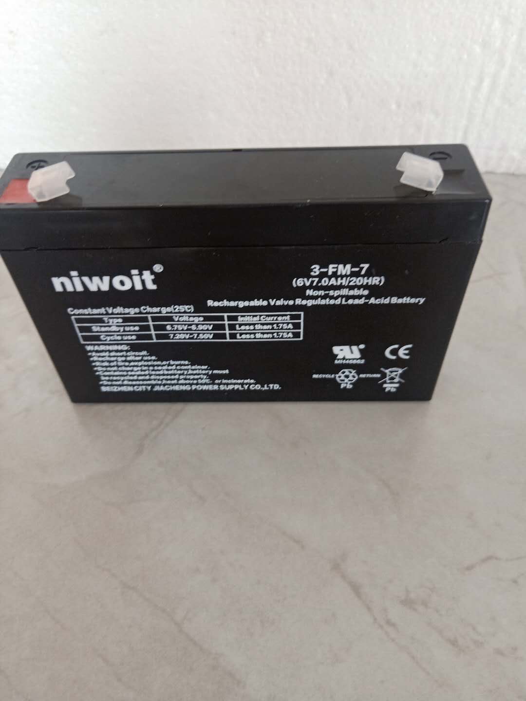 niwoit 儿童电动汽车电瓶玩具童车蓄电池3-FM-7(6V7AH/20HR） - 图3