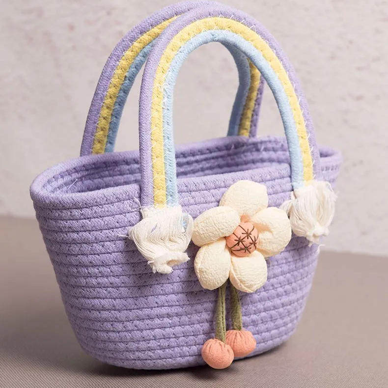 彩虹编织包棉绳女士包包手提包儿童节婚礼手提手拎伴手礼包沙滩包,淘宝优惠券,粉丝福利购,淘宝优惠卷