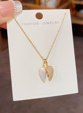 时尚设计感镶钻爱心吊坠项链