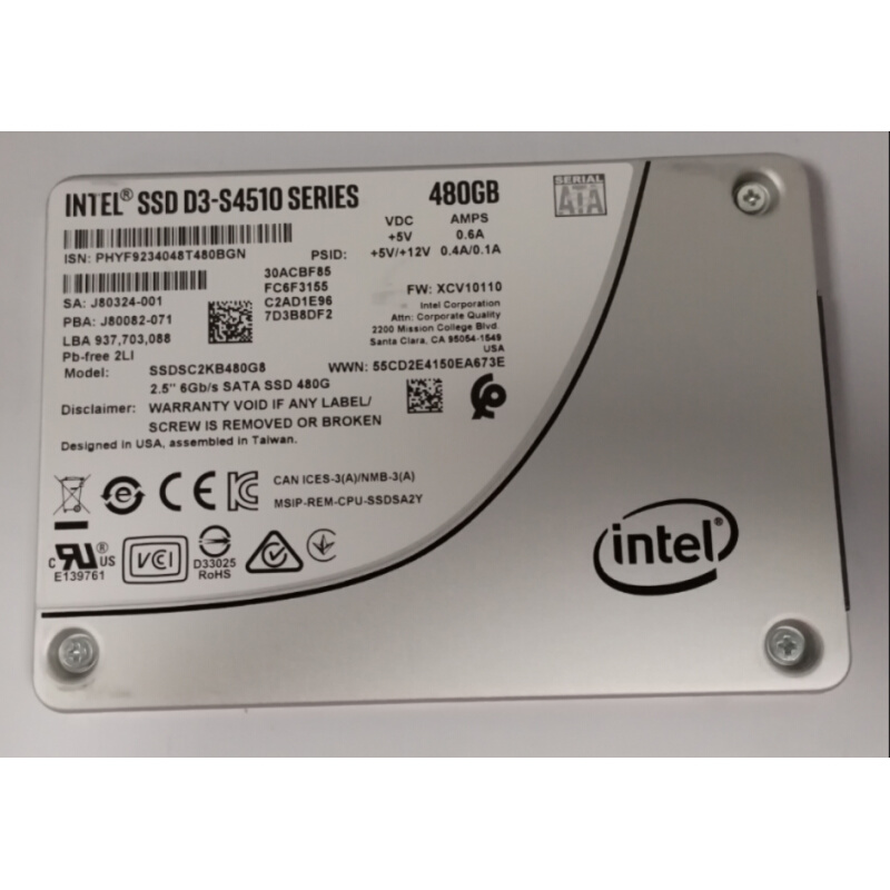 S4510 480G 2.5 SSDSC2KB480G8 服务器SSD 零通电一年保修 - 图0