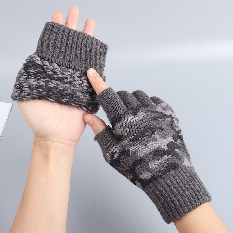 新款半指手套男冬季保暖加厚毛线防寒骑行开车露五指工作休闲帅气,淘宝优惠券,粉丝福利购,淘宝优惠卷