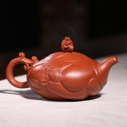 御壶 宜兴名家全纯手工紫砂壶茶壶茶具 原矿朱泥鱼化龙壶鱼跃龙门 - 图0