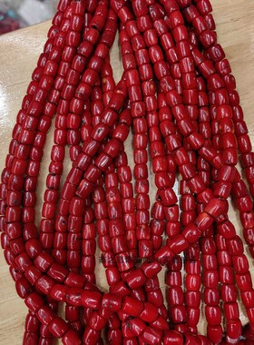 红色桶珠海竹黑疤款隔珠diy饰品