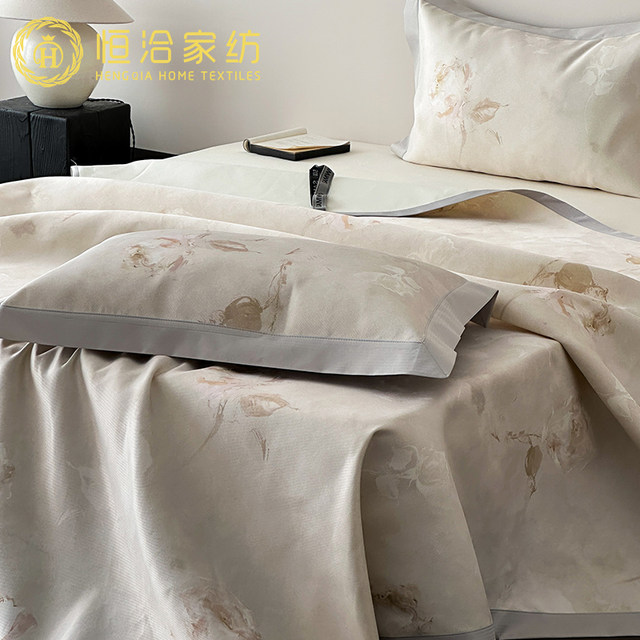Summer cool sheets ice silk soft mat three-piece set high-end digital printing washable thin air-conditioning mat