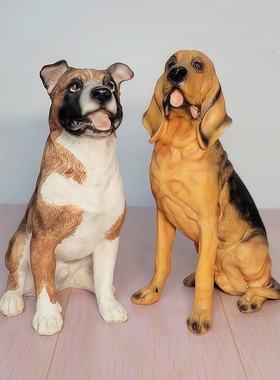 仿真狗摆件模型树脂柴犬家居装饰