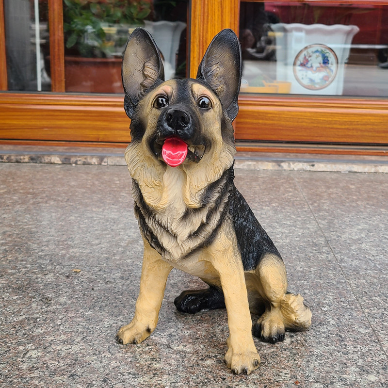 创意树脂仿真狗大号狼狗假狗牧羊犬摆件德牧装饰品看家狗桌面模型