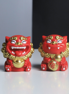 中式国潮狮子喜狮闽南风狮爷对狮