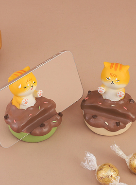 蛋黄巧克力甜甜圈小猫手机支架摆件创意可爱卡通桌面架子礼品摆设