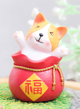 可爱风柯基招财礼品电视柜摆件