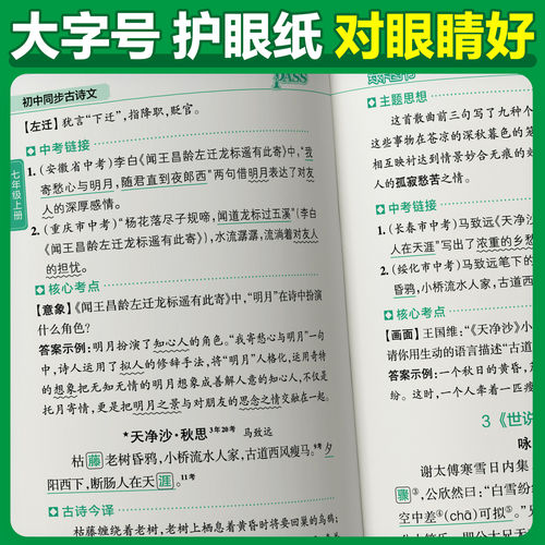 2026新初中语文同步古诗文中考必背古诗文60篇人教版文言文全解一本通大全七八九年级上册下册课外阅读初一二三教材解读专项训练书 - 图2