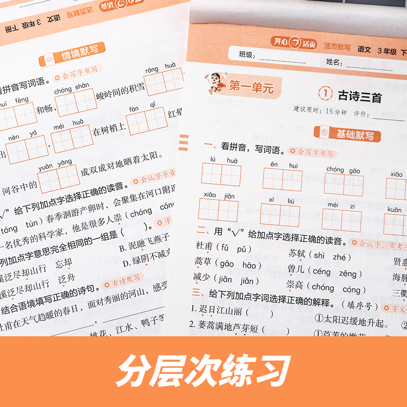 2025新版开心活页默写天天练一年级二年级三四五六年级下册语文全套人教版小学生字词句段句式积累专项训练同步阅读练习册资料能手