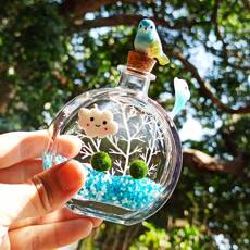 Водоросли мяч marimo香水瓶海藻球微景观生态瓶玻璃瓶水培植物桌面盆栽创意礼物 Vine Wei Qingyuan