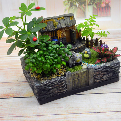 创意苔藓微景观生态瓶龙猫盆栽桌面办公室diy室绿植室内小植物 虎窝淘