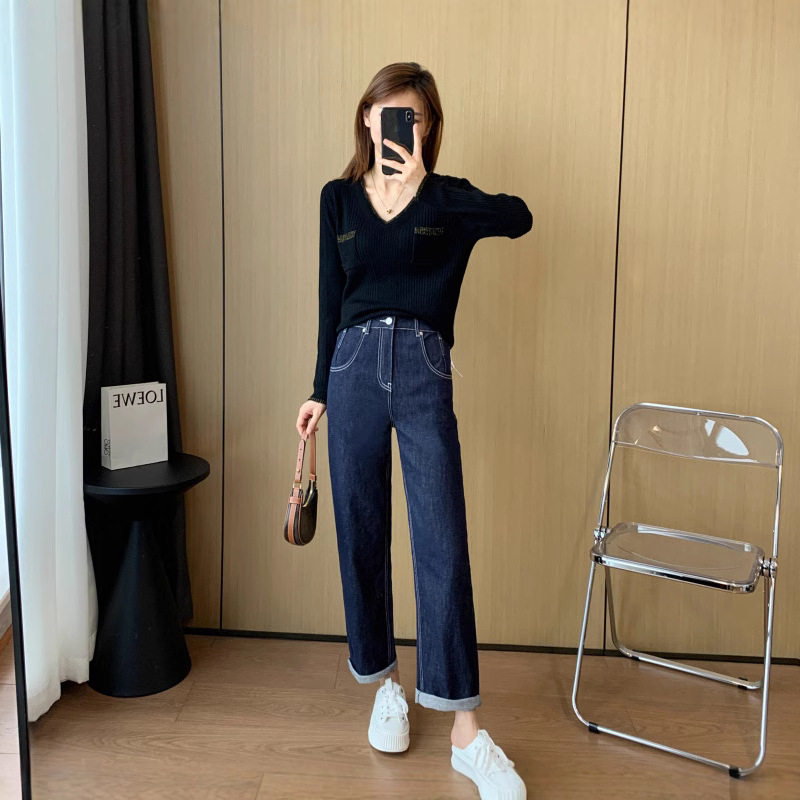 巨显瘦梨形不易褪色蓝深蓝色百搭高腰牛仔裤女薄款早秋款,淘宝优惠券,粉丝福利购,淘宝优惠卷