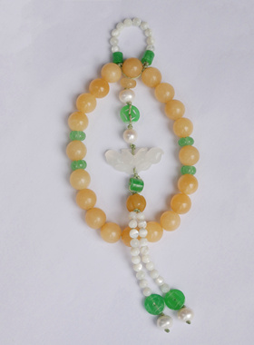 【秋香】原创十八子手持天然黄玉手链汉服配饰新中式挂件旗袍压襟