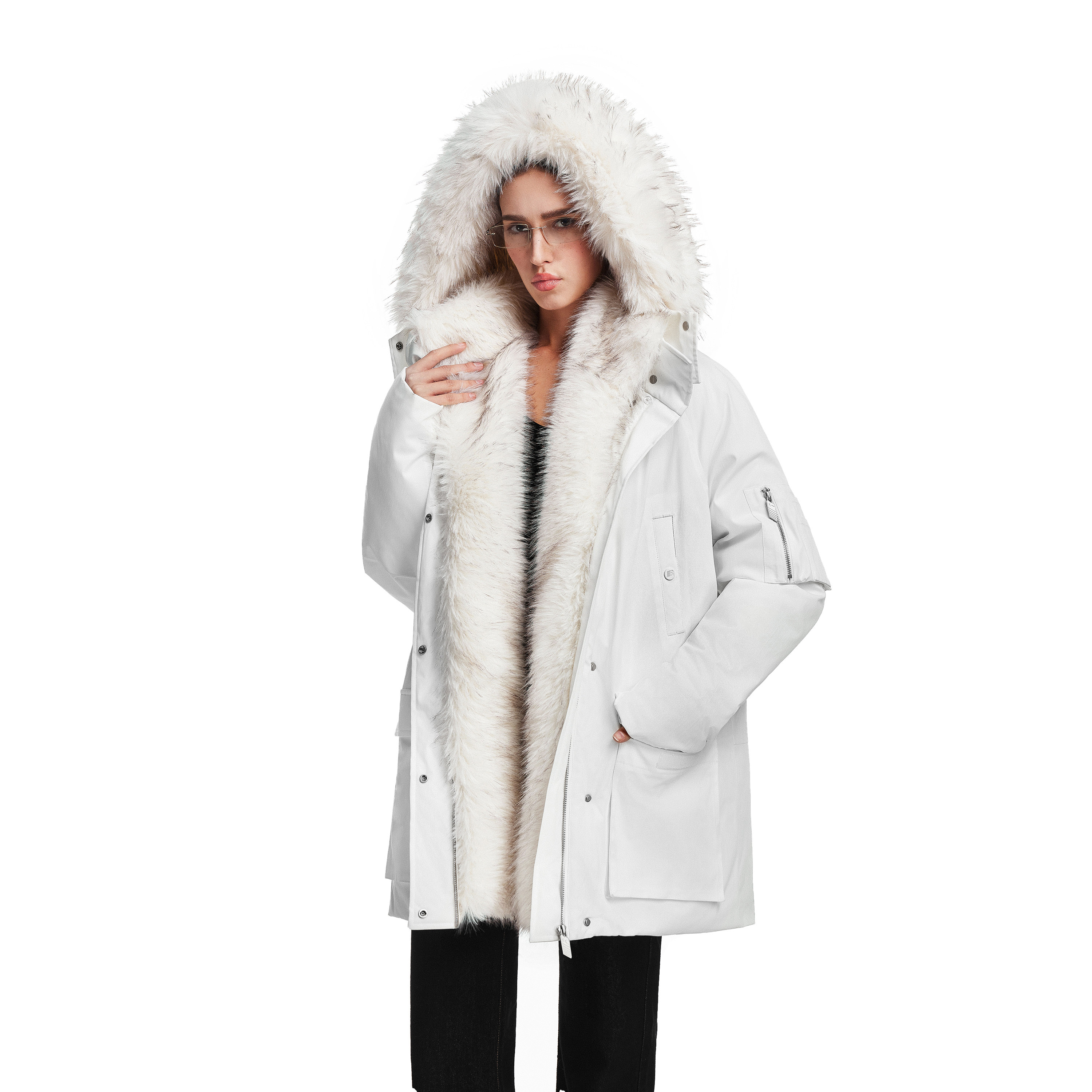 FDR官方店 中长款毛领大衣座山雕外套工装派克服式羽绒服女款冬季,淘宝优惠券,粉丝福利购,淘宝优惠卷