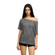 FDR official store striped blouse with off-shoulder short sleeves