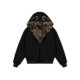 FDR cotton-padded jacket thickened couple hooded leopard print cotton jacket