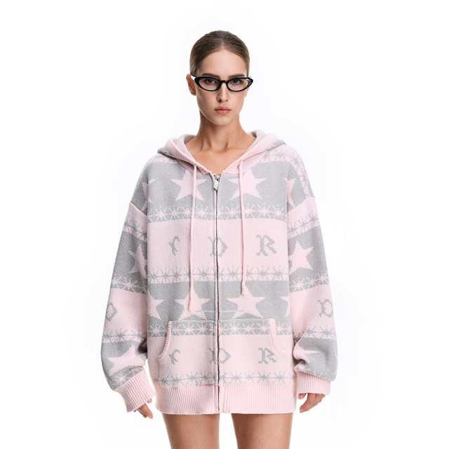 FDR official store star jacquard sweater cardigan jacket