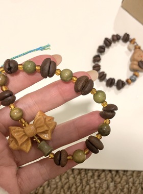 咖啡豆手串檀木小云朵设计小众高级复古趣味情侣闺蜜生日礼物