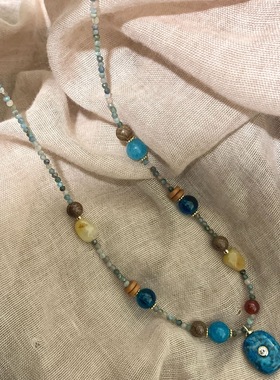 新中式极细叠戴项链闪亮黑晶宝石串珠女轻奢吊坠小众百搭饰品