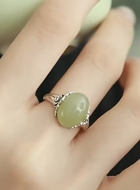 925银国风复古祥云鸽蛋轻奢戒指