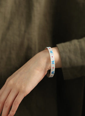 925银新中式珐琅蝴蝶轻奢手镯女