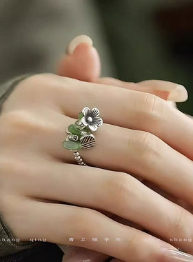 复古做旧925银个性花团锦簇戒指