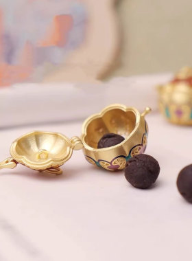 瓜瓞古法金嘎乌盒打开香囊项链