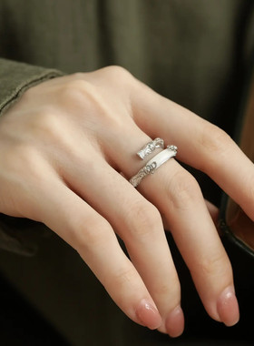 925银国风竹节唐草纹小众戒指女