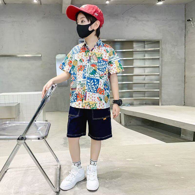 男童帅气时髦短袖衬衫儿童夏装2026新款衬衣男孩童装半袖打底衫潮,淘宝优惠券,粉丝福利购,淘宝优惠卷