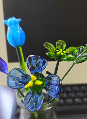 包邮日系玻璃花朵雏菊郁金香摆件