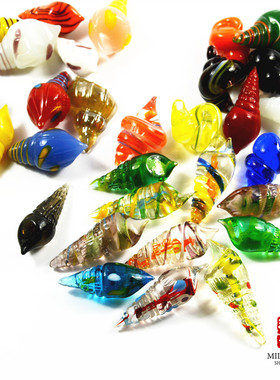 手作彩色海螺桌面造景玻璃工艺品