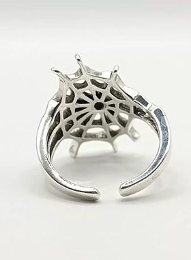 复古vintage蜘蛛网开口戒指女亚文化辣妹小众气质朋克风嘻哈潮流