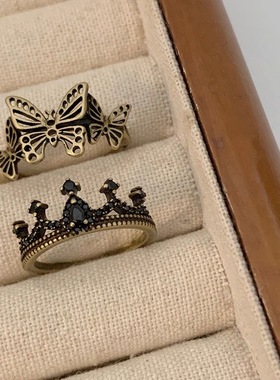 vintage复古机械风戒指女辣妹独特蝴蝶小众潮流指环配饰高级感