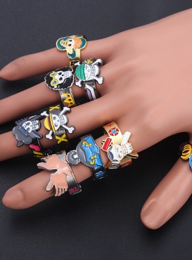 海贼王周边戒指路飞索隆山治乔巴娜美罗布鲁克同人卡通指环配饰