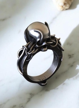 克苏鲁周边骷髅触手戒指男女欧美暗黑系小众朋克风潮流指环配饰